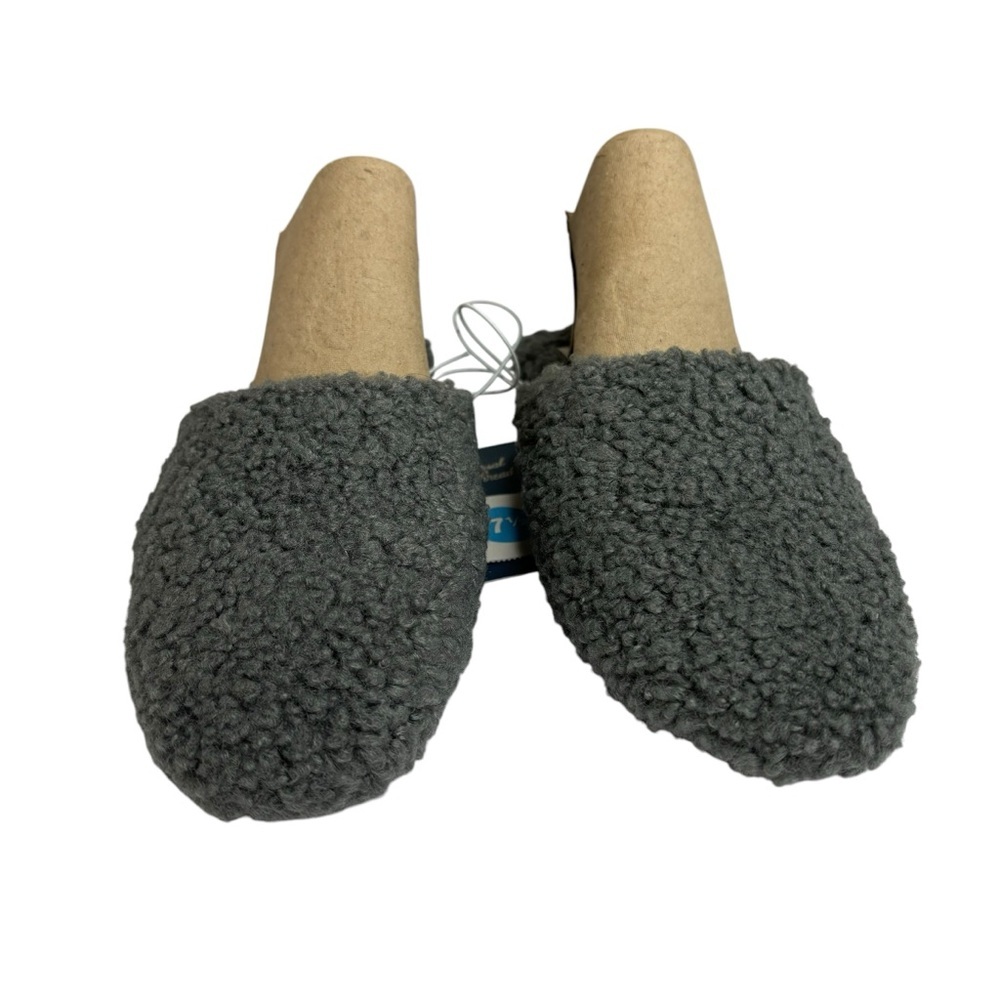 Universal Thread Slippers Womens 7.5 Margot Mules Gray Faux Fur Comfort Slip On - Picture 11 of 16